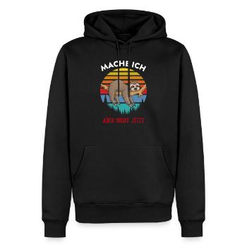 Faultier - Mache ich aber nicht jetzt - Männer Premium Bio Hoodie - Schwarz - Vorne - Nico (187cm)