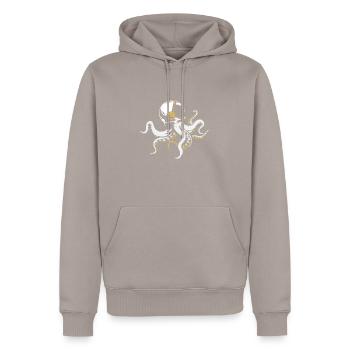 Astronaut Mond Weltall Weltraum Planeten Galaxie - Männer Premium Bio Hoodie - Taupe - Vorne - Nico (187cm)