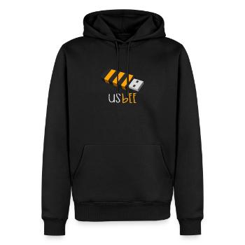 USBee - Men’s Premium Organic Hoodie - black - Front - Nico (187cm)