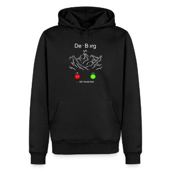 Der Berg ruft ich muss los Anruf lustiges Wandern - Männer Premium Bio Hoodie - Schwarz - Vorne - Nico (187cm)