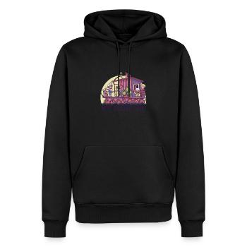 Nous sommes des gens de péniche Nous sommes une maison flottante - Sweat à capuche Premium bio Homme - noir - Devant - Nico (187cm)