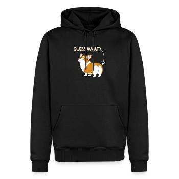 Corgi Butt - Sweat à capuche Premium bio Homme - noir - Devant - Nico (187cm)