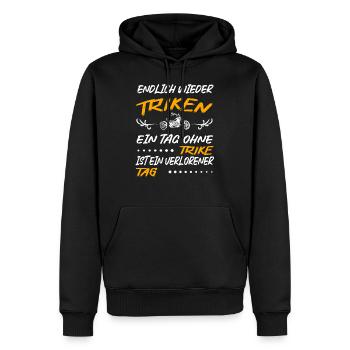 Endlich wieder Triken - Trike Design weiß - Männer Premium Bio Hoodie - Schwarz - Vorne - Nico (187cm)