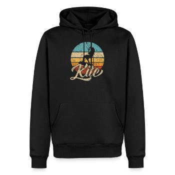 KITE Kite Kite kite kite surf retro - Sweat à capuche Premium bio Homme - noir - Devant - Nico (187cm)