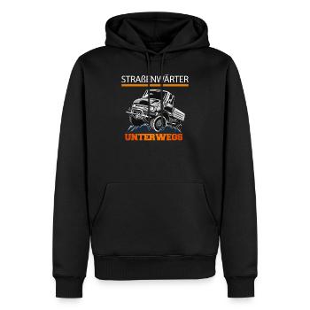 Straßenwärter Unimog 406, Offroad, Nutzfahrzeug - Männer Premium Bio Hoodie - Schwarz - Vorne - Nico (187cm)