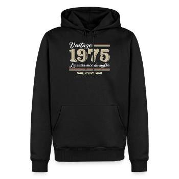 1975 année de naissance et cadeau d'anniversaire d - Sweat à capuche Premium bio Homme - noir - Devant - Nico (187cm)