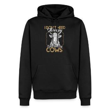 Keine Therapie nur meine Kühe Kuh Landwirt vintage - Männer Premium Bio Hoodie - Schwarz - Vorne - Nico (187cm)
