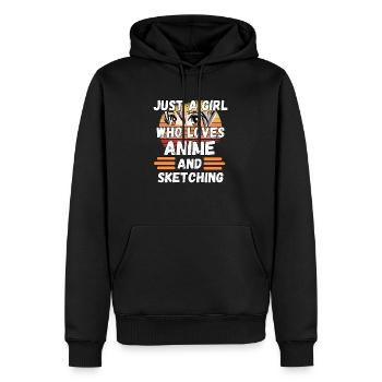 Juste une fille qui aime anime et sketching - Sweat à capuche Premium bio Homme - noir - Devant - Nico (187cm)