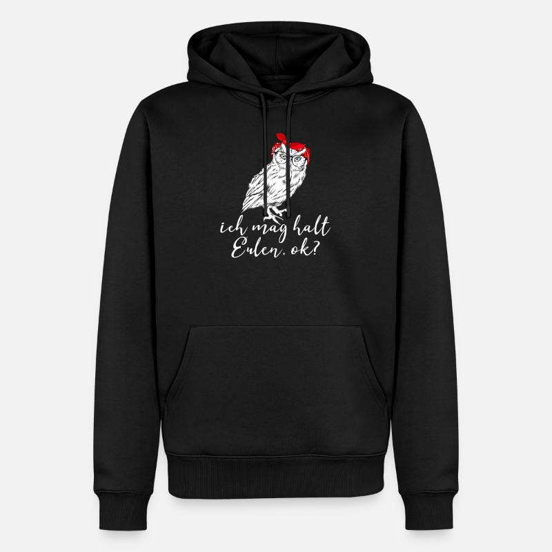 ich mag halt Eulen ok süßes Eulen Geschenk - Männer Premium Bio Hoodie - Schwarz