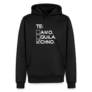 Techno confirmée - Sweat à capuche Premium bio Homme - noir - Devant - Nico (187cm)