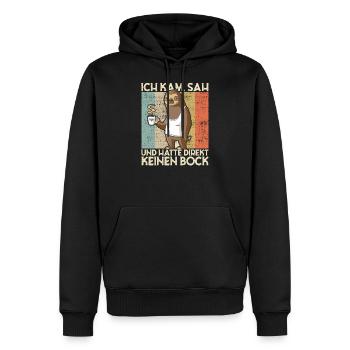 Ich Kam Sah Und Hatte Direkt Keinen Bock! - Männer Premium Bio Hoodie - Schwarz - Vorne - Nico (187cm)