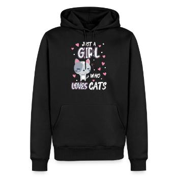 Juste une fille qui aime les chats Funny Birthday Girls - Sweat à capuche Premium bio Homme - noir - Devant - Nico (187cm)