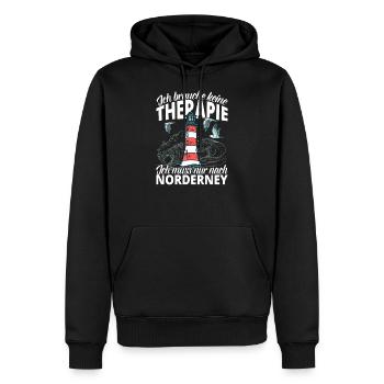 Keine Therapie Norderney Leuchtturm Geschenk - Männer Premium Bio Hoodie - Schwarz - Vorne - Nico (187cm)