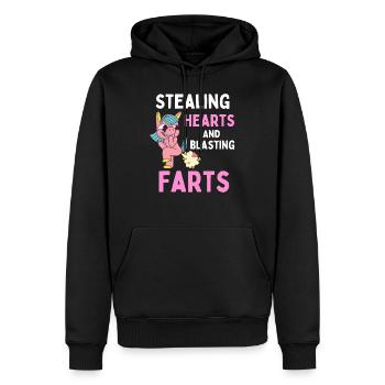 Voler des cœurs et dynamitage Farts Kids Unicorn - Sweat à capuche Premium bio Homme - noir - Devant - Nico (187cm)