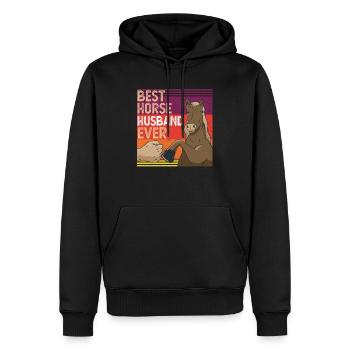 Bester Pferde-Ehemann aller Zeiten Lustiger Vintage-Pferdeliebhaber - Männer Premium Bio Hoodie - Schwarz - Vorne - Nico (187cm)