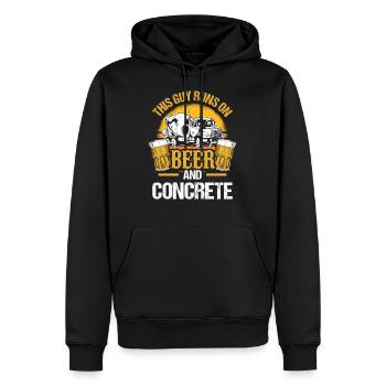 Bier und Beton Betonfertiger Geschenk - Männer Premium Bio Hoodie - Schwarz - Vorne - Nico (187cm)
