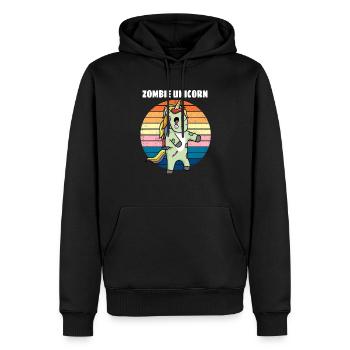 Cadeau d'horreur zombie licorne - Sweat à capuche Premium bio Homme - noir - Devant - Nico (187cm)