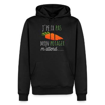 j'peux pas mon potager m'attend cadeau jardinier - Sweat à capuche Premium bio Homme - noir - Devant - Nico (187cm)