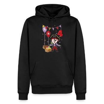 4 ans d'anniversaire d'enfants pirates enfants cadeau amusant - Sweat à capuche Premium bio Homme - noir - Devant - Nico (187cm)