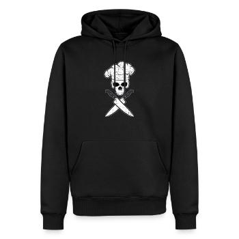 hobby Cuisinier chef tête de mort tatouage barbecue - Sweat à capuche Premium bio Homme - noir - Devant - Nico (187cm)