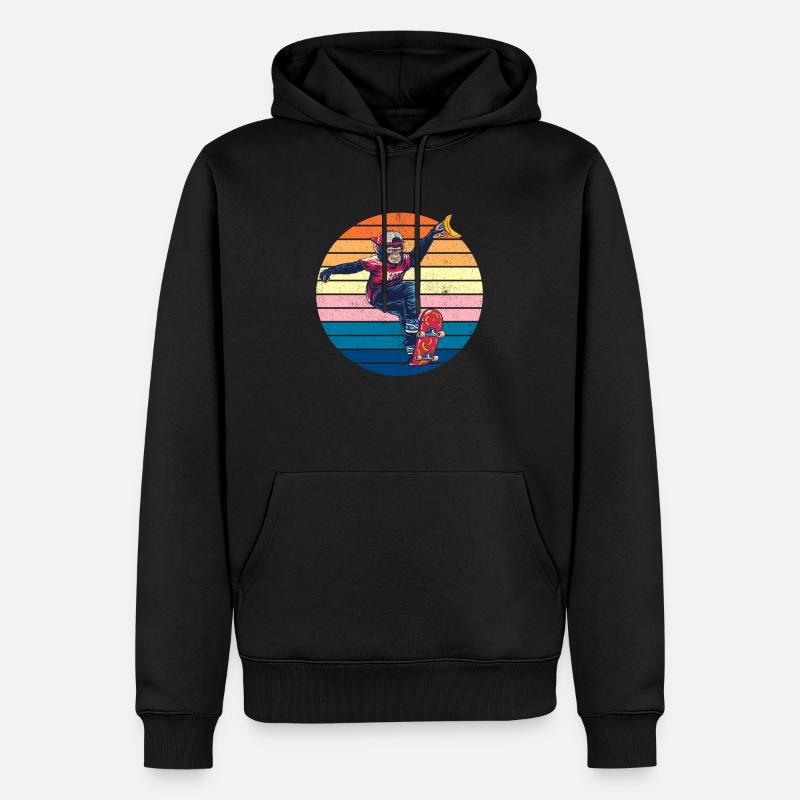 La peur du gorille-singe en skateboard - Sweat à capuche Premium bio Homme - noir