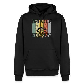 25 ans de mariage - Sweat à capuche Premium bio Homme - noir - Devant - Nico (187cm)