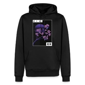 VAPORWAVE CHERRY BLOSSOM Kirschblüte Geschenk - Männer Premium Bio Hoodie - Schwarz - Vorne - Nico (187cm)