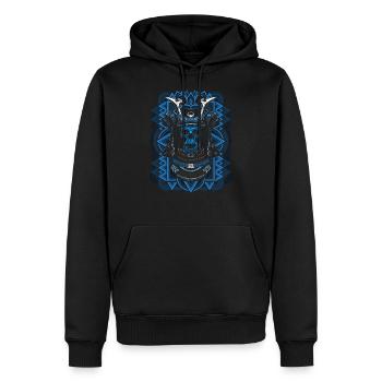 samurai blue skull - Men’s Premium Organic Hoodie - black - Front - Nico (187cm)