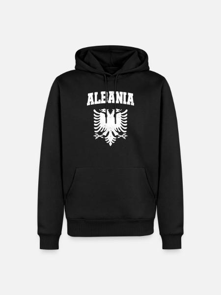 Albania Albania albanese bandiera bandiera - Felpa con cappuccio ecologica premium da uomo - nero