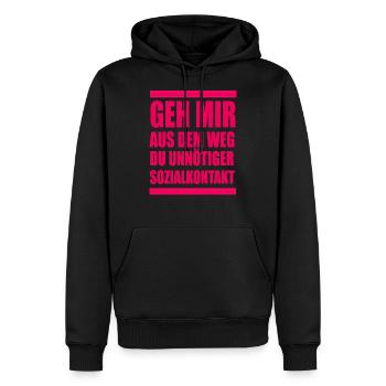 Geh mir aus dem Weg du unnötiger Sozialkontakt - Männer Premium Bio Hoodie - Schwarz - Vorne - Nico (187cm)