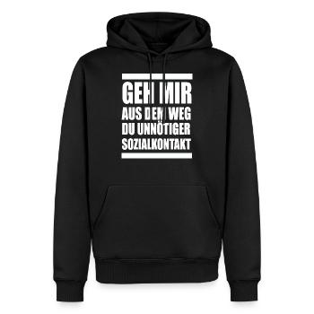 Geh mir aus dem Weg du unnötiger Sozialkontakt - Männer Premium Bio Hoodie - Schwarz - Vorne - Nico (187cm)