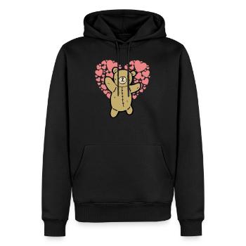 Doux petit ours en peluche avec des cœurs - Sweat à capuche Premium bio Homme - noir - Devant - Nico (187cm)