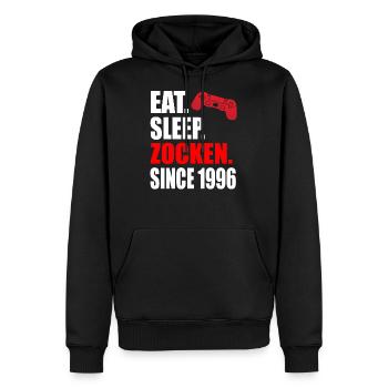 Eat Sleep Zocken Since 1996 25 - Männer Premium Bio Hoodie - Schwarz - Vorne - Nico (187cm)