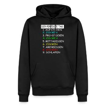 Der perfekte Tag Zocken Gamer Gaming - Männer Premium Bio Hoodie - Schwarz - Vorne - Nico (187cm)