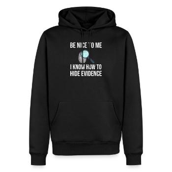Forensiker | Kriminaltechniker Forensische Medizin - Männer Premium Bio Hoodie - Schwarz - Vorne - Nico (187cm)