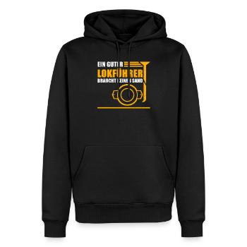 Ein guter Lokführer braucht keinen Sand - Männer Premium Bio Hoodie - Schwarz - Vorne - Nico (187cm)