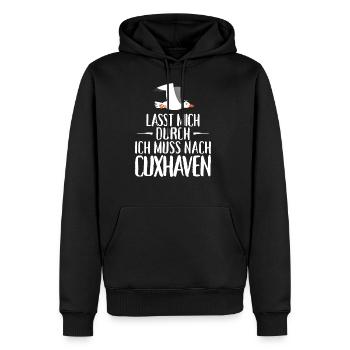 Lasst mich durch ich muss nach Cuxhaven Möwe - Männer Premium Bio Hoodie - Schwarz - Vorne - Nico (187cm)