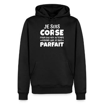 je suis corse et je suis parfait - Sweat à capuche Premium bio Homme - noir - Devant - Nico (187cm)