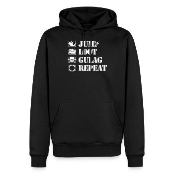 jump loot gulag repeat Warzone Gamer Nerd Geschenk - Männer Premium Bio Hoodie - Schwarz - Vorne - Nico (187cm)
