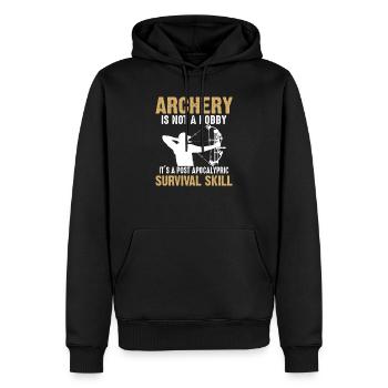 Tir à l’arc Archer proverbe drôle - Sweat à capuche Premium bio Homme - noir - Devant - Nico (187cm)