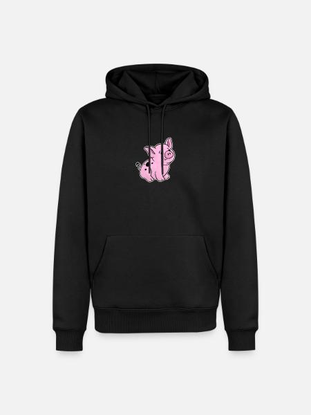 Nettes Ferkel handgezeichnet mit Schmutz auf der - Männer Premium Bio Hoodie - Schwarz