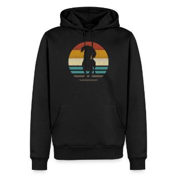 Retro Dackel Dackelhund Hund Silhouette Geschenk - Männer Premium Bio Hoodie - Schwarz - Vorne - Nico (187cm)