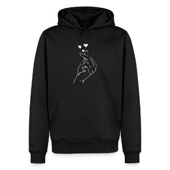 K-POP Finger Heart I Love You... K-Pop - Männer Premium Bio Hoodie - Schwarz - Vorne - Nico (187cm)