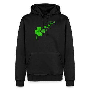Shamrock Dandelion 4 Leaf Clover Heart St Patricks - Sweat à capuche Premium bio Homme - noir - Devant - Nico (187cm)