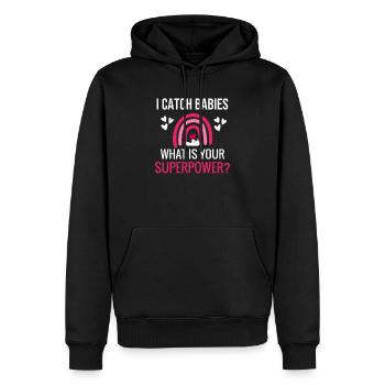 Hebammengeschenk | Geburtshelferin Hebamme - Männer Premium Bio Hoodie - Schwarz - Vorne - Nico (187cm)