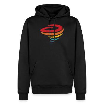 Tornado Retro-Design - Sturm-Jäger-Geschenk - Männer Premium Bio Hoodie - Schwarz - Vorne - Nico (187cm)