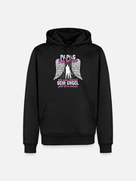 Papas Mädchen Engel Geschenk Vatertag Tochter - Männer Premium Bio Hoodie - Schwarz