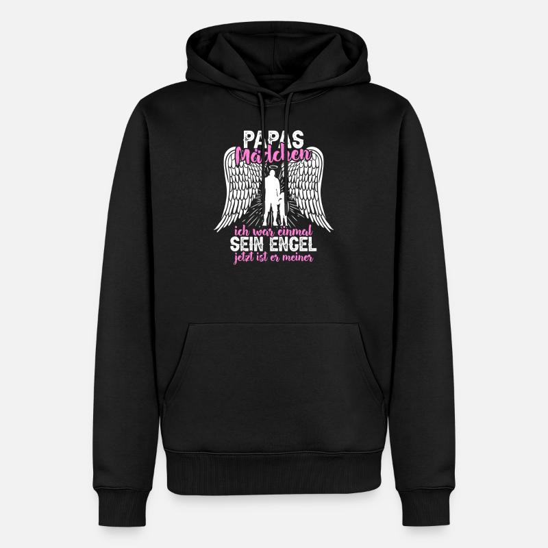 Papas Mädchen Engel Geschenk Vatertag Tochter - Männer Premium Bio Hoodie - Schwarz
