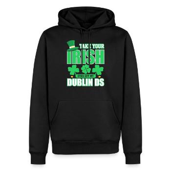 St Patrick’s Day Dublin - Sweat à capuche Premium bio Homme - noir - Devant - Nico (187cm)