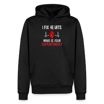 Krankenschwester Kardiologie Kardiologische Pflege - Männer Premium Bio Hoodie - Schwarz - Vorne - Nico (187cm)